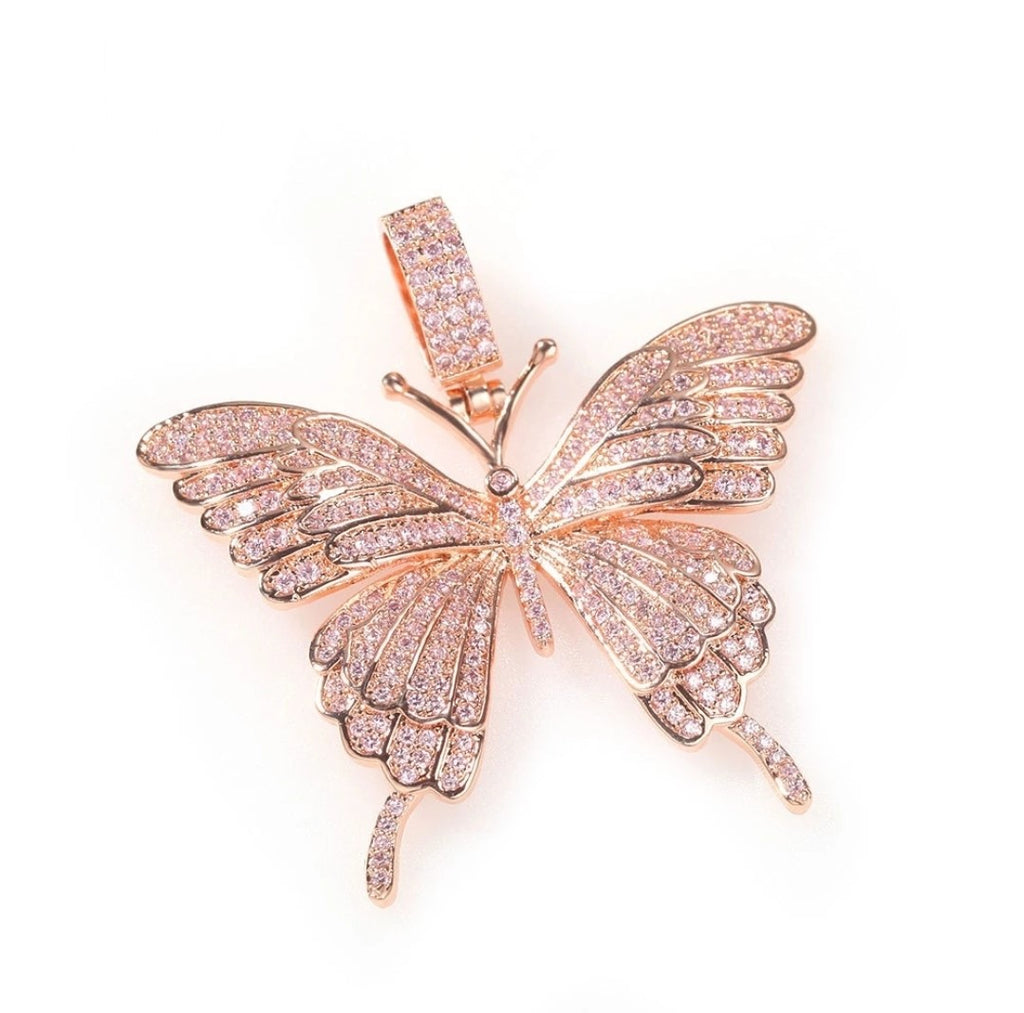 Monarchy Pavé Butterfly Pendant in Rose Gold
