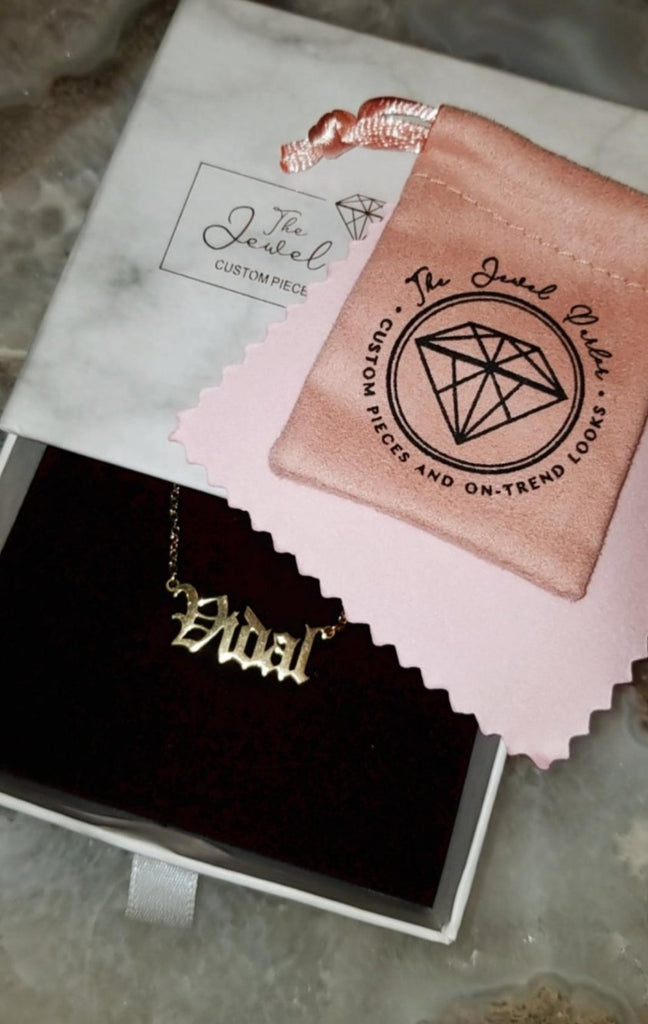 Gold-filled Name + Birth Year + Rope Chain Necklace Set