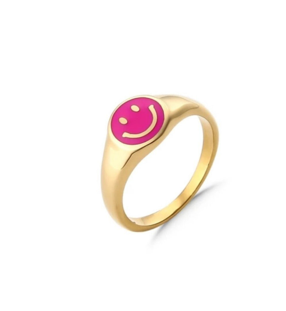 Happy Face Enamel Ring