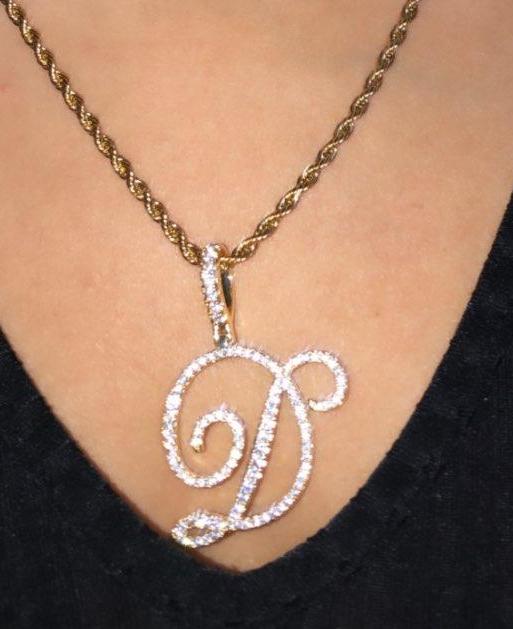 Crystal Bouclé Initial Letter Pendant