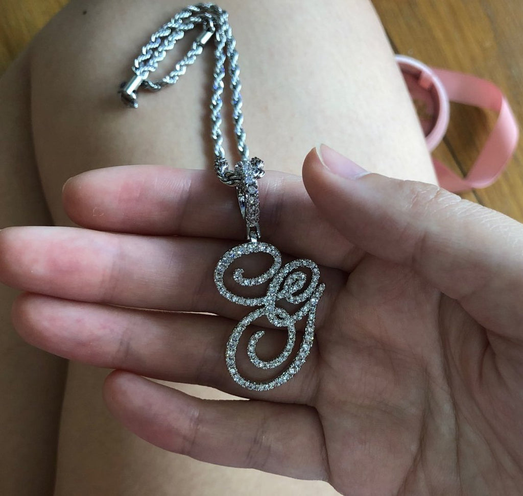 Crystal Bouclé Initial Letter Pendant