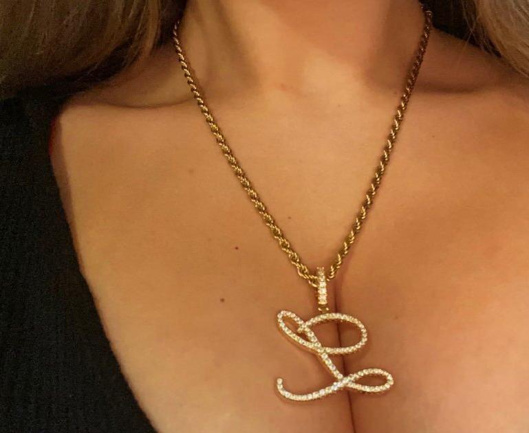 Crystal Bouclé Initial Letter Pendant
