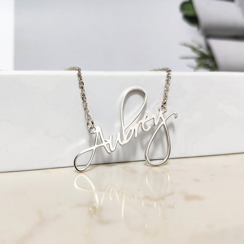 CURSIVE Font Name Necklace Personalized Custom