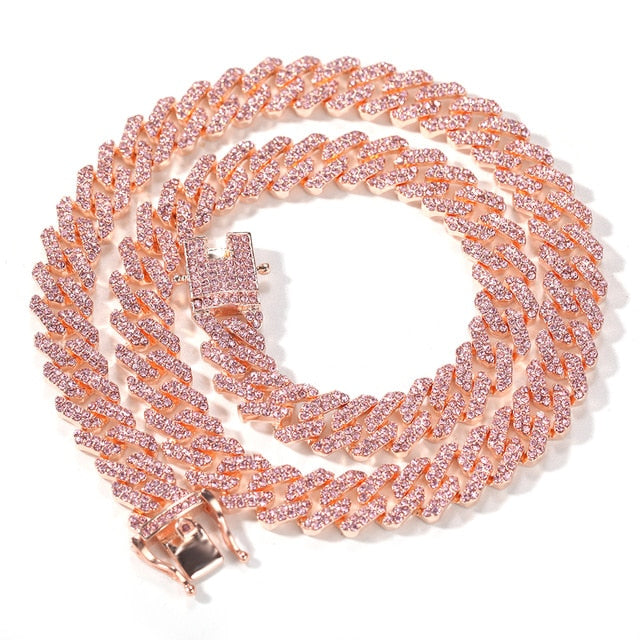 Celia Pink Ice + Rose Gold Cuban Link Curb Bracelet