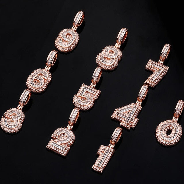 Mini Baguette Number Pendant