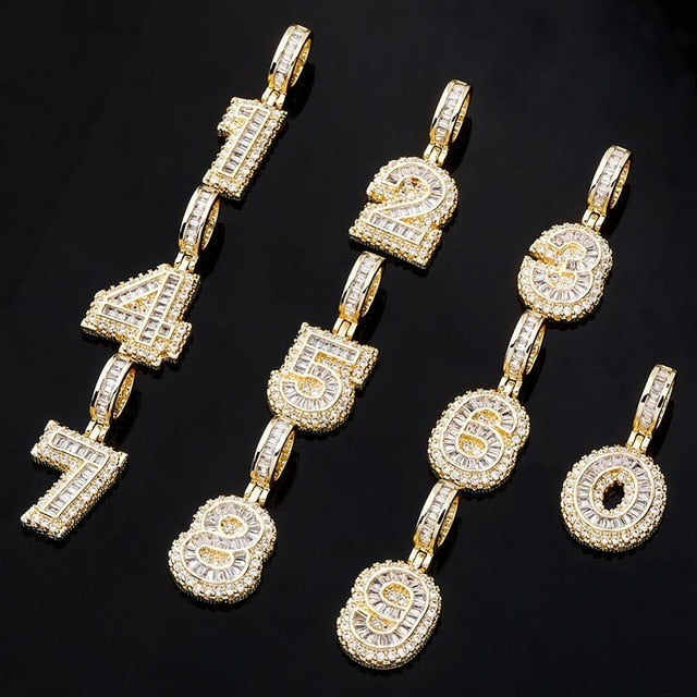 Mini Baguette Number Pendant