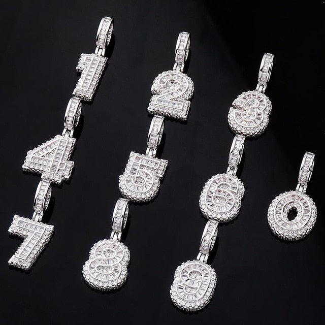 Mini Baguette Number Pendant