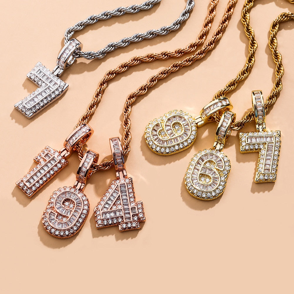 Mini Baguette Number Pendant