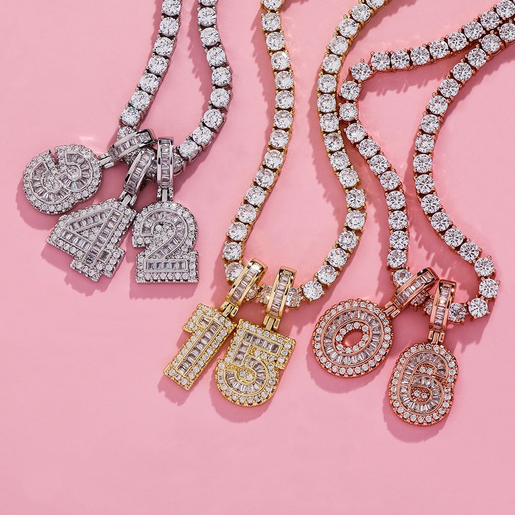 Mini Baguette Number Pendant