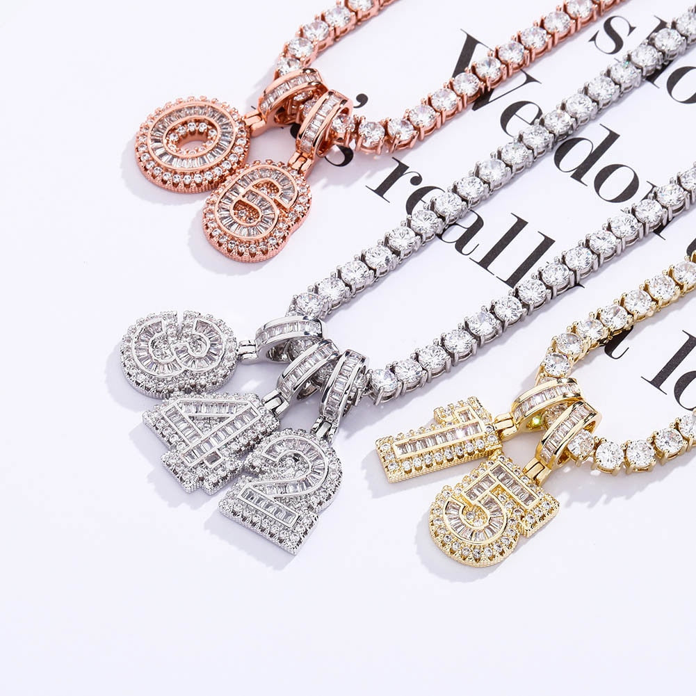 Mini Baguette Number Pendant