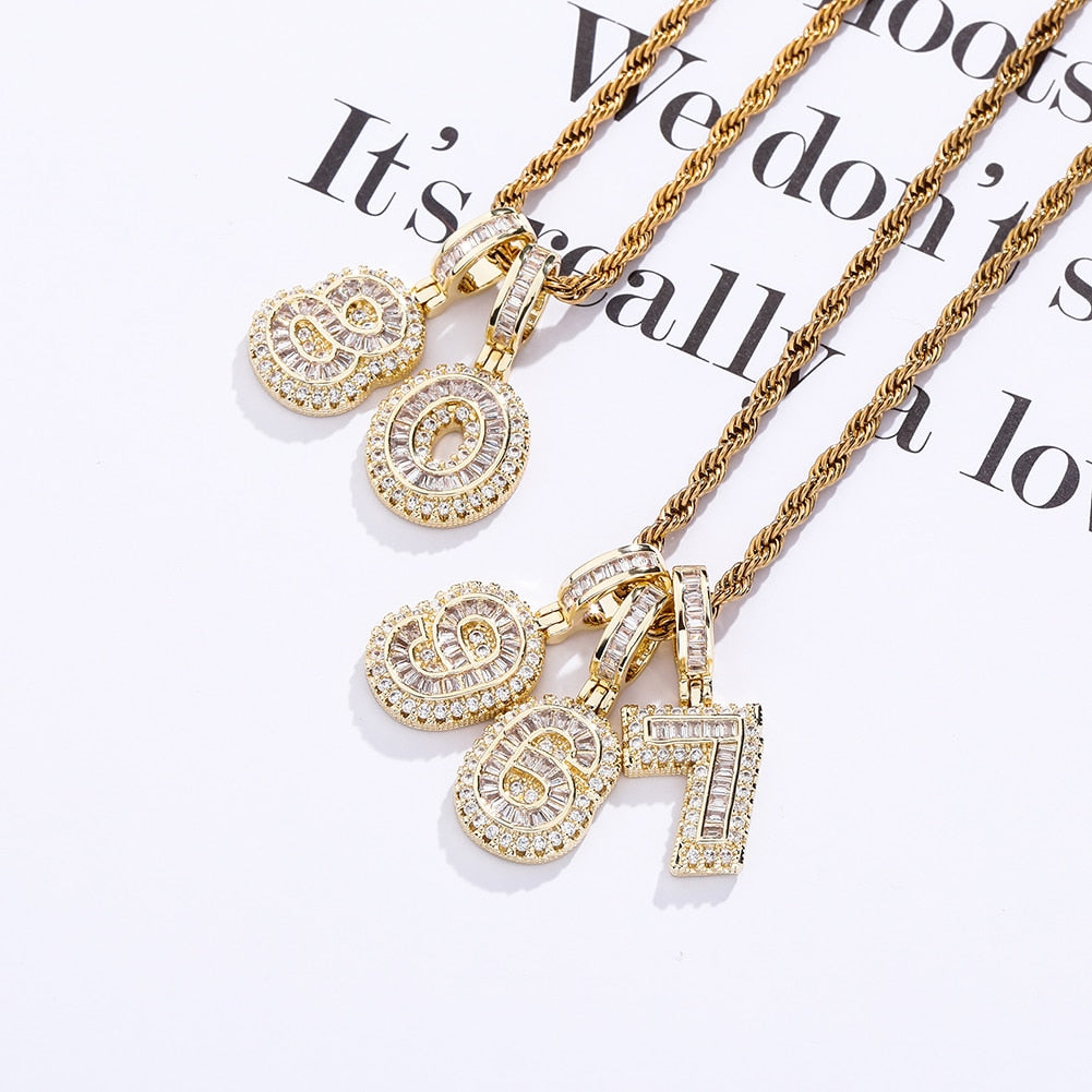 Mini Baguette Number Pendant