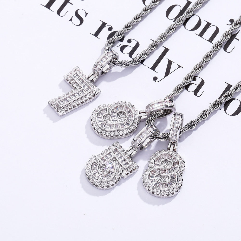 Mini Baguette Number Pendant