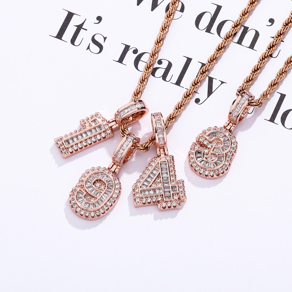 Mini Baguette Number Pendant