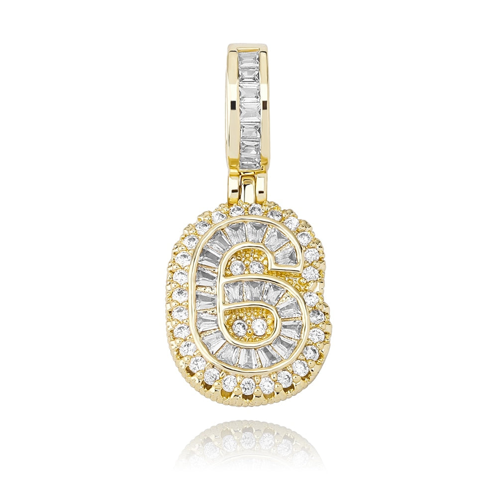 Mini Baguette Number Pendant