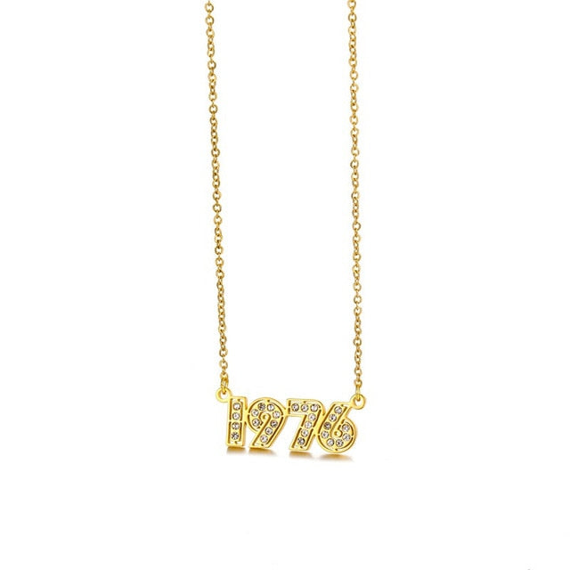 Retro Crystal Birth Year Necklace 1970 to 2000