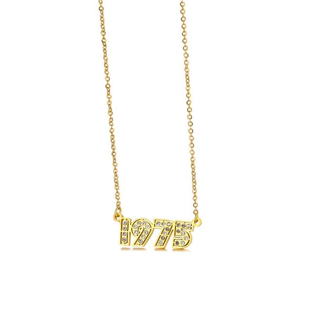 Retro Crystal Birth Year Necklace 1970 to 2000