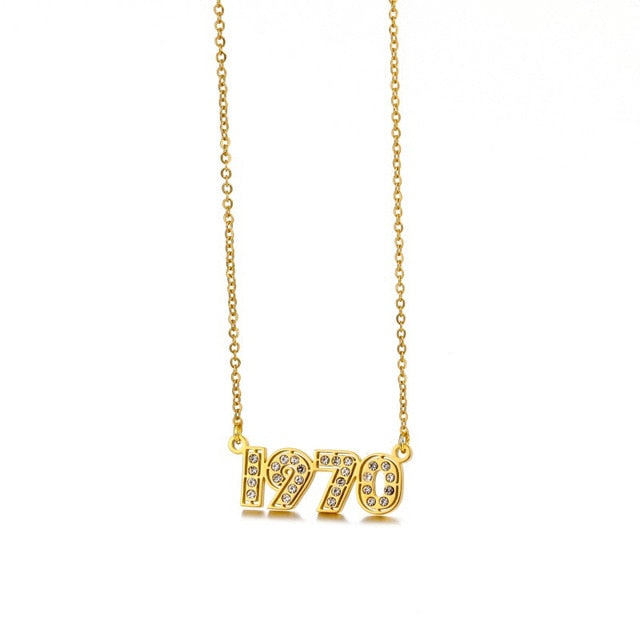 Retro Crystal Birth Year Necklace 1970 to 2000