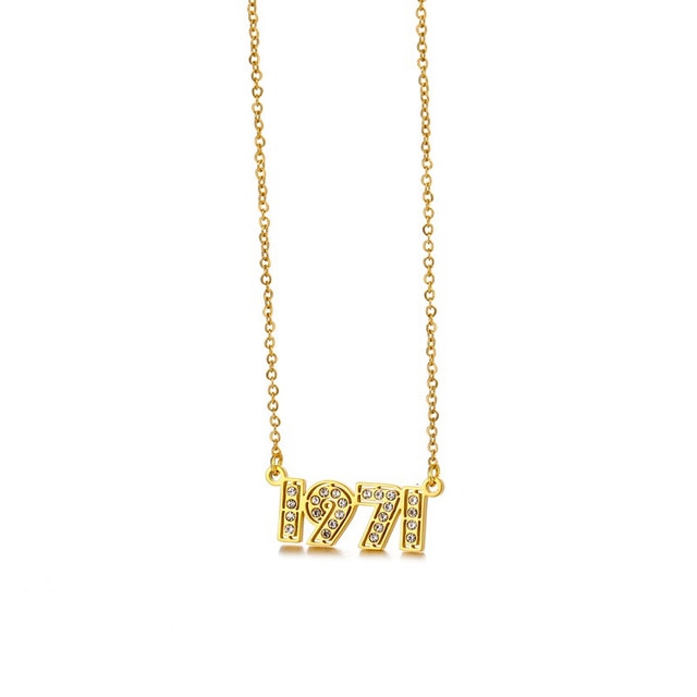 Retro Crystal Birth Year Necklace 1970 to 2000