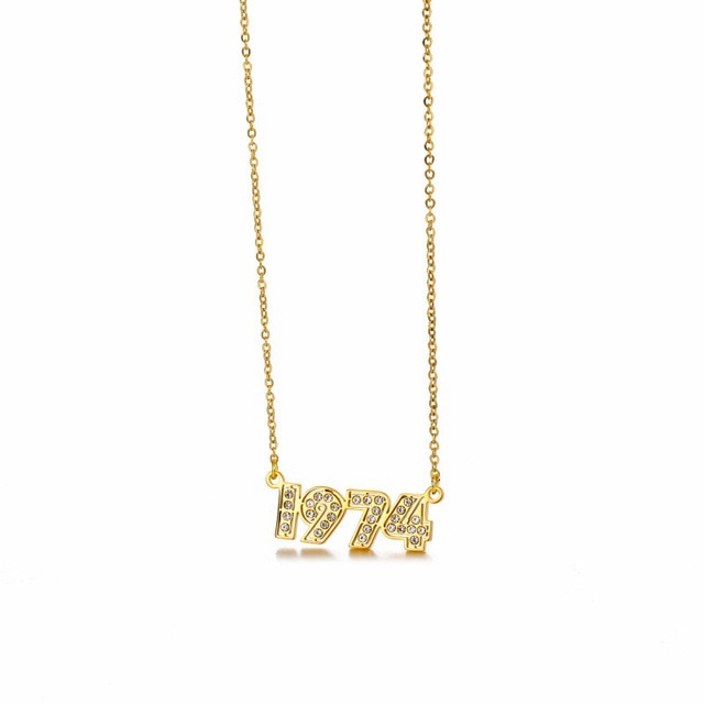 Retro Crystal Birth Year Necklace 1970 to 2000
