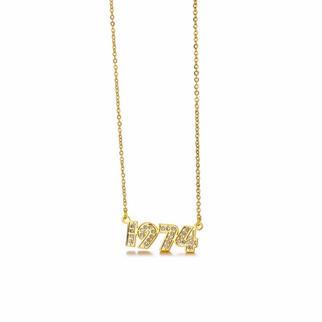 Retro Crystal Birth Year Necklace 1970 to 2000