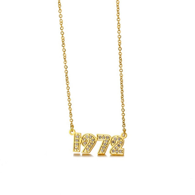 Retro Crystal Birth Year Necklace 1970 to 2000