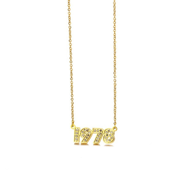 Retro Crystal Birth Year Necklace 1970 to 2000