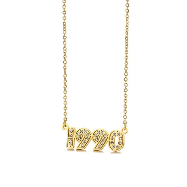 Retro Crystal Birth Year Necklace 1970 to 2000