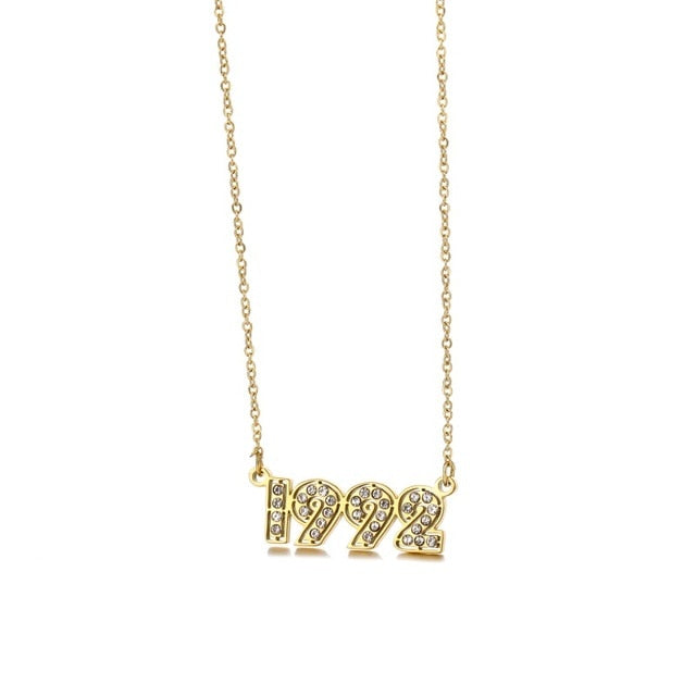 Retro Crystal Birth Year Necklace 1970 to 2000