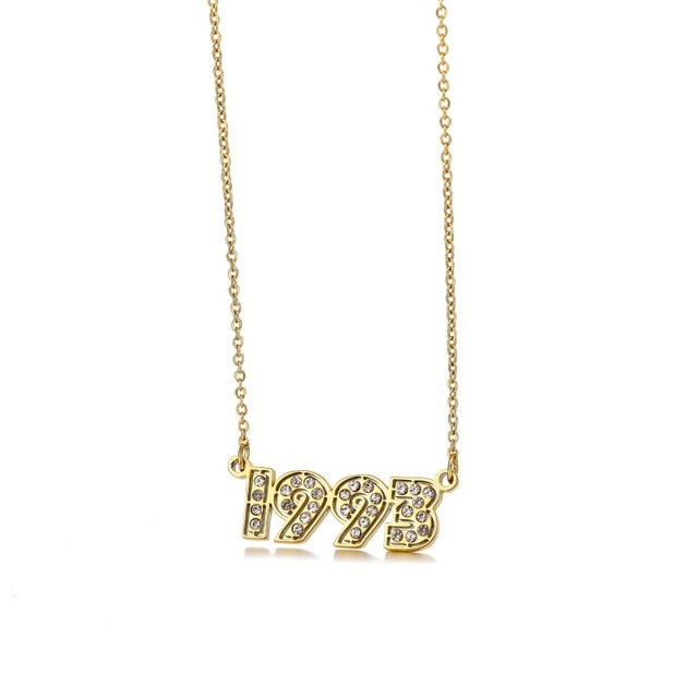 Retro Crystal Birth Year Necklace 1970 to 2000