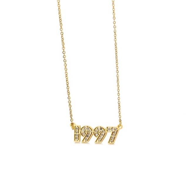Retro Crystal Birth Year Necklace 1970 to 2000