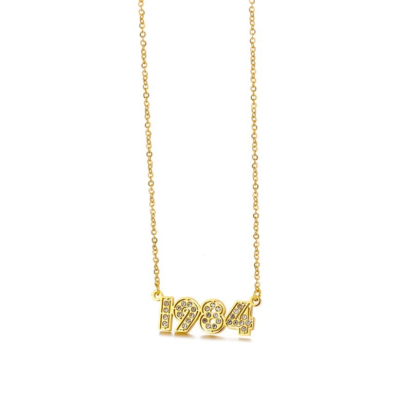 Retro Crystal Birth Year Necklace 1970 to 2000