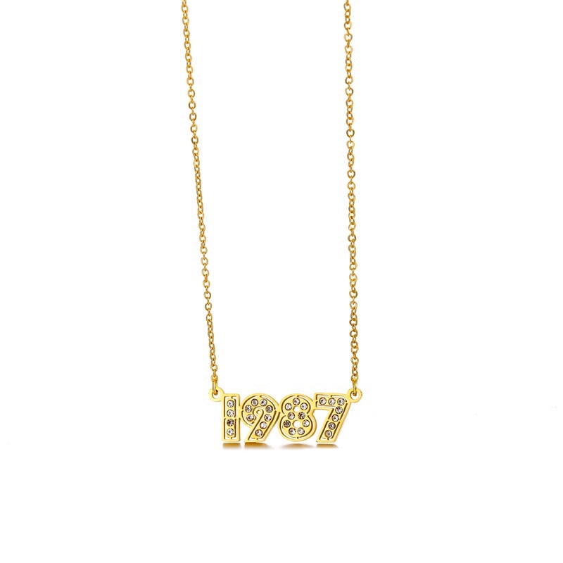 Retro Crystal Birth Year Necklace 1970 to 2000