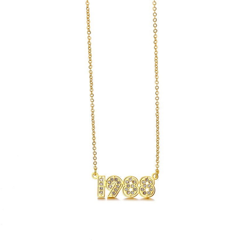Retro Crystal Birth Year Necklace 1970 to 2000