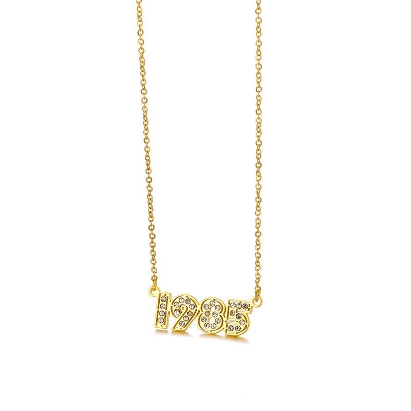 Retro Crystal Birth Year Necklace 1970 to 2000