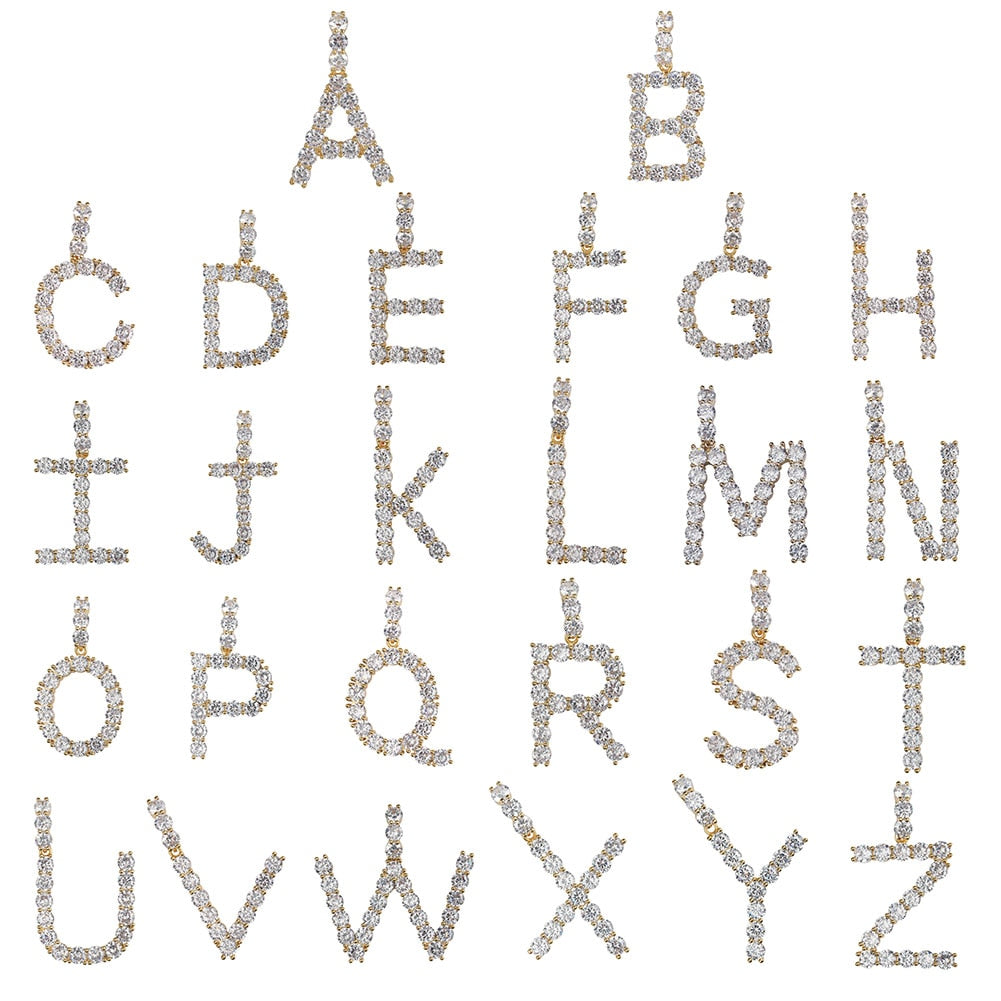 Tennis Style Letter Pendant