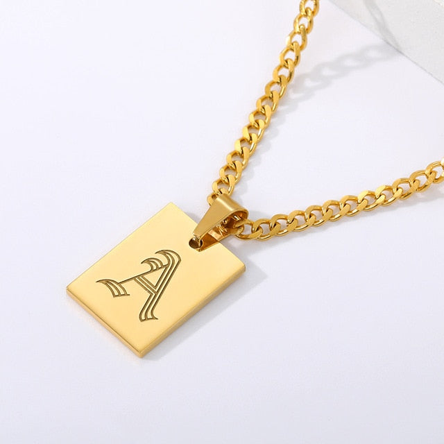 Engraved Old English Tag Necklace