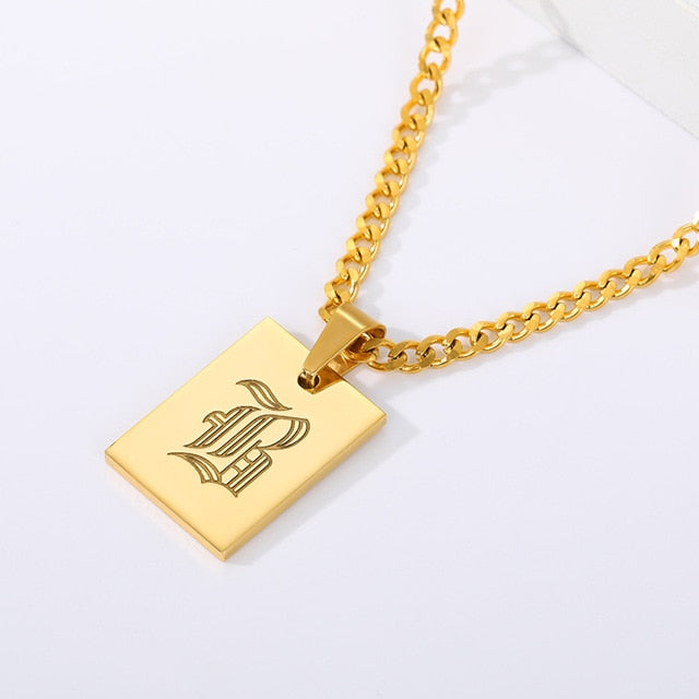 Engraved Old English Tag Necklace