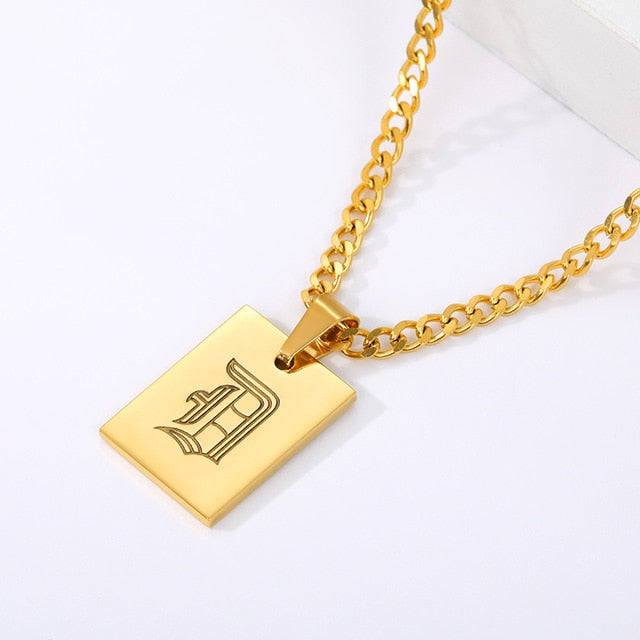 Engraved Old English Tag Necklace