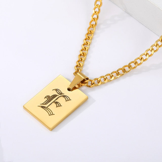 Engraved Old English Tag Necklace