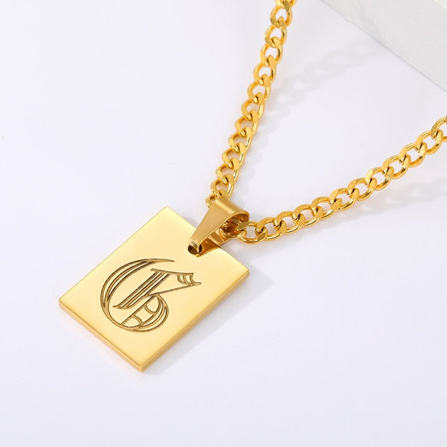 Engraved Old English Tag Necklace