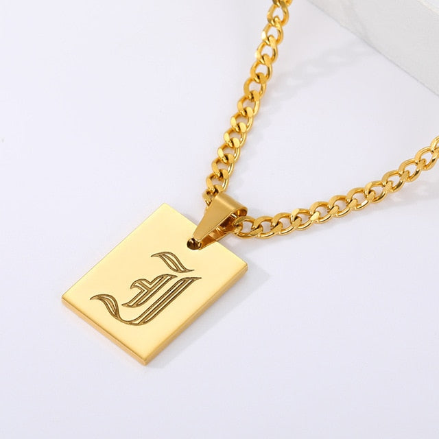 Engraved Old English Tag Necklace