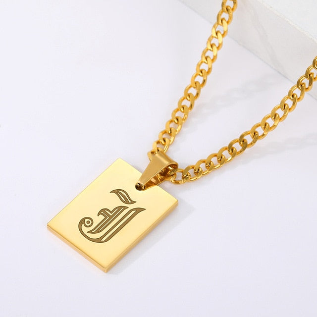 Engraved Old English Tag Necklace