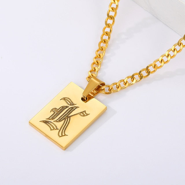 Engraved Old English Tag Necklace