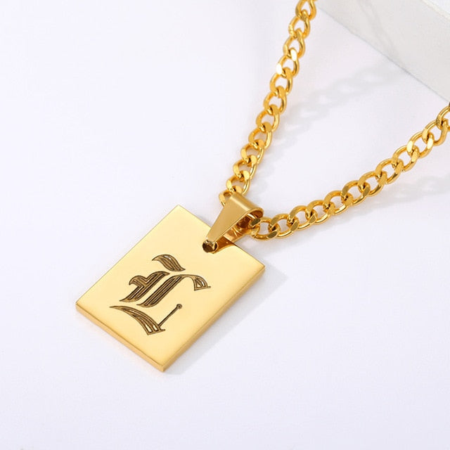 Engraved Old English Tag Necklace