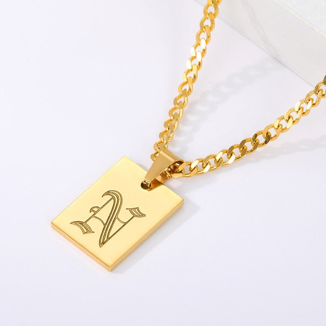 Engraved Old English Tag Necklace