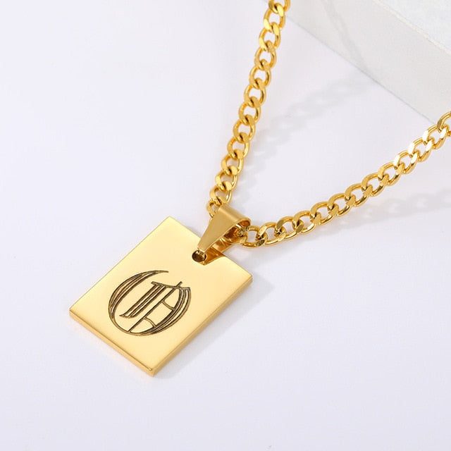 Engraved Old English Tag Necklace