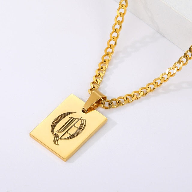 Engraved Old English Tag Necklace