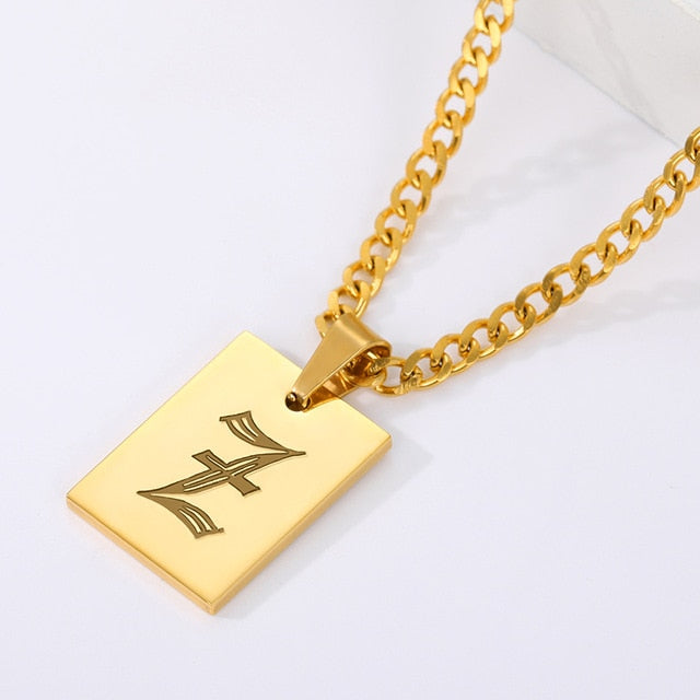 Engraved Old English Tag Necklace