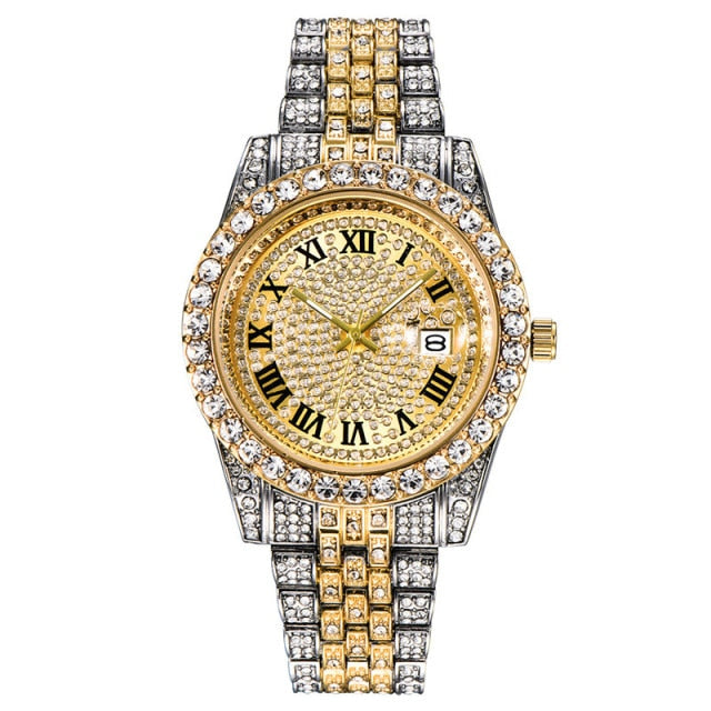 Jewel Tone Dual Finish Crystal Bezel Watch