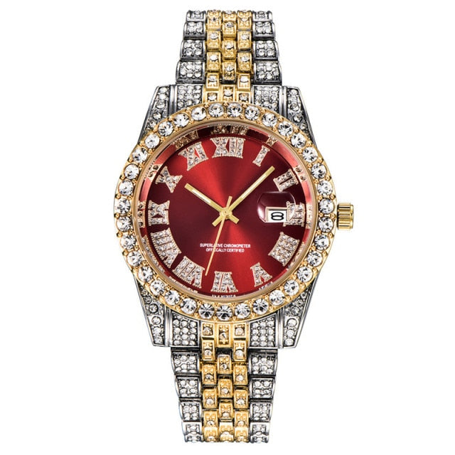 Jewel Tone Dual Finish Crystal Bezel Watch